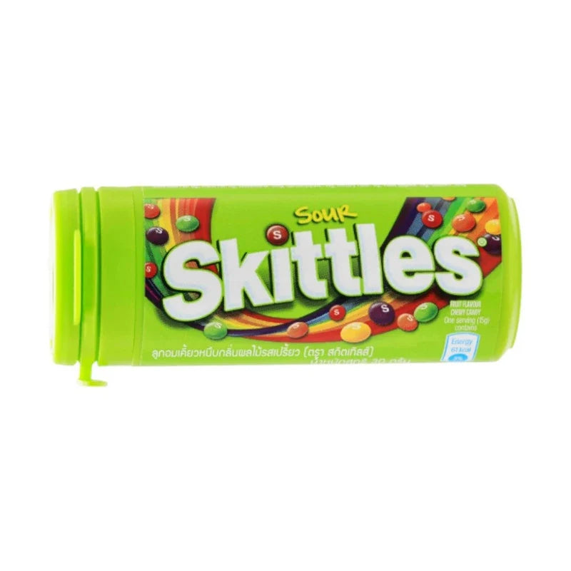 Skittles Chewy Candy Citrus Fruit Flavor in a 30g pack, colorful chewy snacks from Skittles, shown in a trio package.