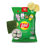 LAYS Classic Nori Seaweed snack pack with 12 individual 69g bags, crispy seaweed flavored snack for snacking.