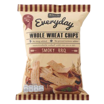 De La Lita BBQ Whole Wheat Chips in a bowl, showing crispy, textured chips with a smoky barbecue seasoning.