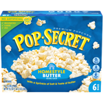 Pop Secret Home Style Butter Popcorn in a bowl, showcasing golden, buttery popcorn as a tasty confectionery snack.