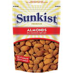 Sunkist dry roasted almonds with light salt in a bowl, highlighting the crunchy, salted almond snack.