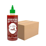 J-LEK Sriracha Chili Sauce bottle with spicy red chili sauce, 260g, in a clear plastic bottle with a red cap.
