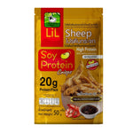 Lilsheep Soy Protein Crisps snack in a clear bowl, showing light, crunchy soy protein snacks with a golden color.