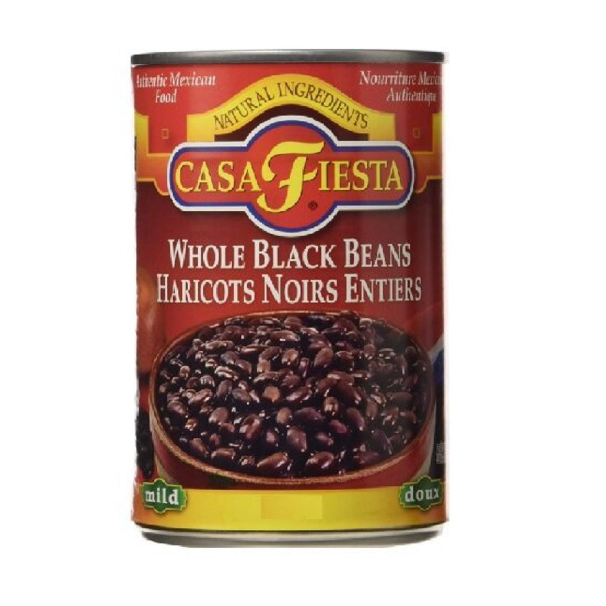 Casa Fiesta Whole Black Beans in a bowl, fresh and cooked, ready for recipes or meal prep.