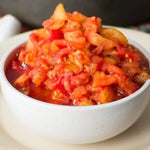 Canned Brook Tomato Diced in Juice 565g, dry grocery product showing diced tomatoes in liquid in a can