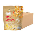 Chaolay Fish Crisps, snack confectionery, 100g pack, featuring crispy fish snack with golden texture, multiple packs shown.