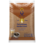 Sada Caramel Coated Sugar in a clear package, showing golden caramel-coated sugar crystals for baking and sweetening.