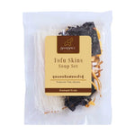 SiamSpice Tofu Skins Soup Set 75g, dry grocery product with dried tofu skins in a resealable package