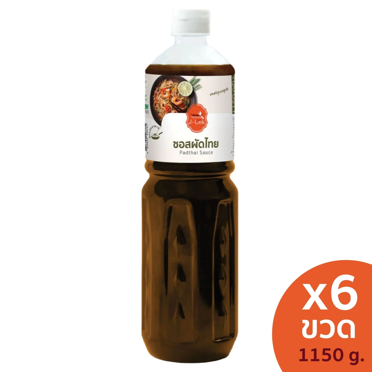 J-LEK Pad Thai Sauce bottles in 1150g dry grocery pack, featuring clear bottles filled with rich, flavorful Thai sauce