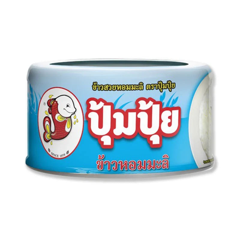 Pumpui Smiling Fish Thai Jasmine Rice 150g package, dry grocery product with a colorful label featuring a smiling fish illustration.