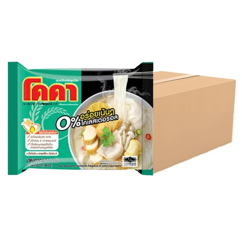 KOKA Koka Coca Rice Noodles in clear dry packet, ready for cooking, part of dry grocery rice noodle selection.