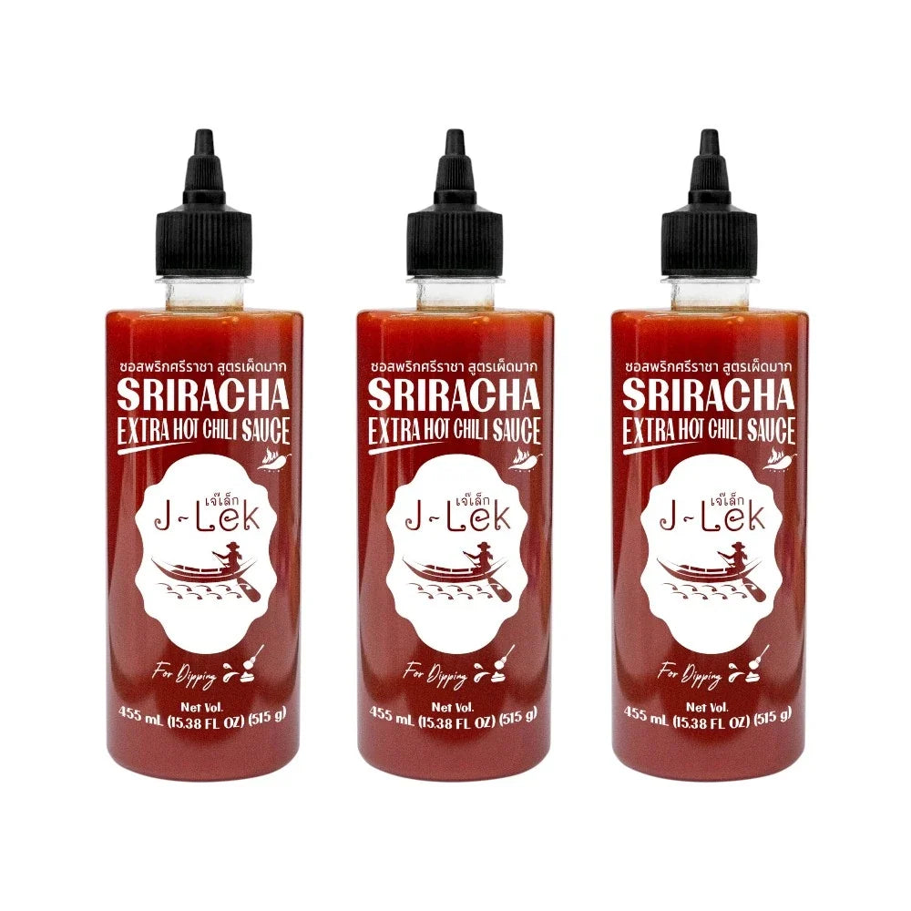 J-LEK Sriracha Chili Sauce bottle, very spicy formula, 455ml, hot chili sauce for cooking and dipping.