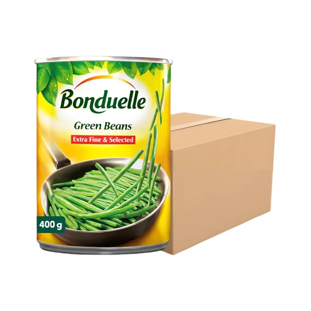 Canned Bonduelle Haricot Beans in 400g can, showcasing the label with beans visible inside the can.
