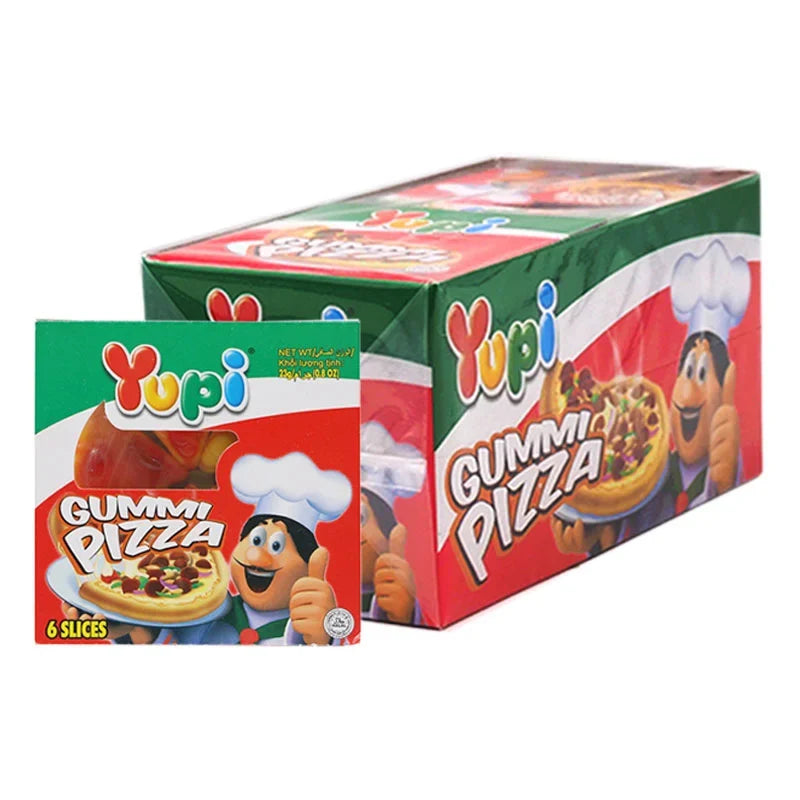 Yupi Gummy Fancy snack pack with 14g gummies, colorful fruit-flavored candies in a clear plastic bag, branded YUPI.