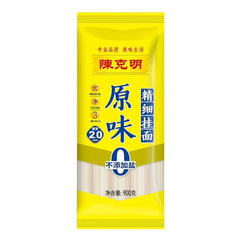 Chen KE Ming Thin Noodles 900g dry grocery package, close-up view showing the sealed, unopened noodle bag from the brand.