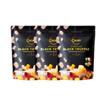 CRUFF Cruff multi-colored fried crispy potatoes snack in black packaging, crunchy snack confectionery with vibrant colors.
