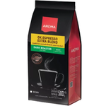 Aroma Ok Espresso Extra Blend dark roasted coffee drink in a glass cup with a rich, aromatic appearance
