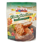 Jar of Brook Demi-Glace Sauce, rich brown gourmet sauce in a glass container for cooking and flavor enhancement.