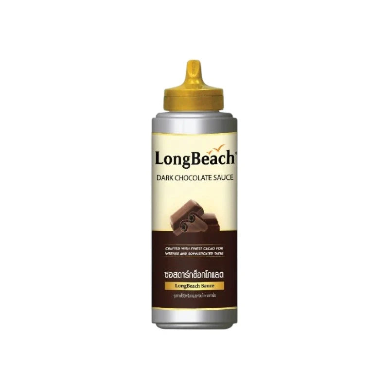 LongBeach Dark Chocolate Sauce 350ml bottle, rich and smooth, for desserts and toppings in dry grocery section.