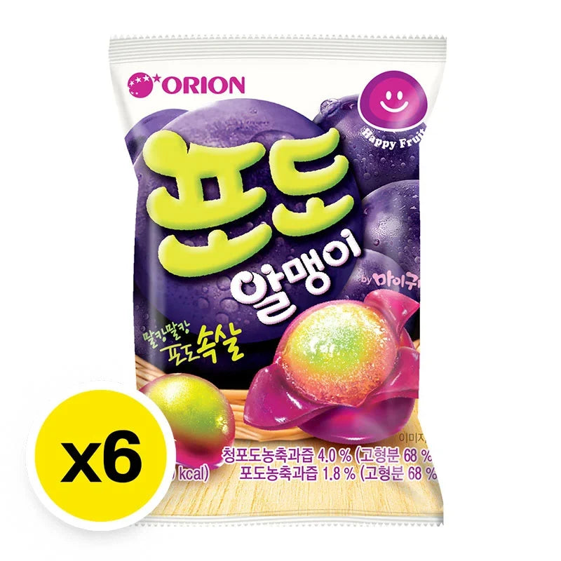 Orion Grape Ball Jelly snack in 216g package, colorful grape-flavored confectionery, ideal for dry grocery and snack lovers.