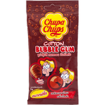Chupa Chups Cotton Bubble Gum assorted flavors, including strawberry, in colorful packaging of confectionery snacks.