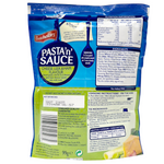 Batchelors Pasta Sauce Cheese Leek & Ham flavor in a jar, creamy sauce with visible cheese, leeks, and ham chunks.