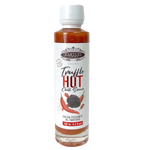 Tartufi Jimmy Hot Truffle Chili Sauce in a glass jar, showcasing vibrant red chili and truffle ingredients for gourmet flavor.