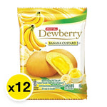 Dewberry Banana Custard Cake snack in 15g package, dry grocery confectionery with banana flavor and custard filling.