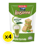 LAUSANNE Lausanne Wafer Non Coated Matcha Latte snacks, 60g x4 packages, dry grocery confectionery with matcha flavor and crispy wafer texture.