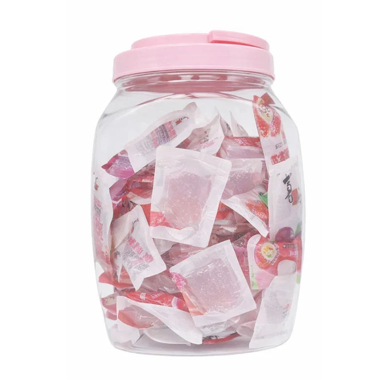 STRONG Jelly Bucket Fruity 35% 1kg featuring colorful assorted fruity jelly candies in a clear bucket.
