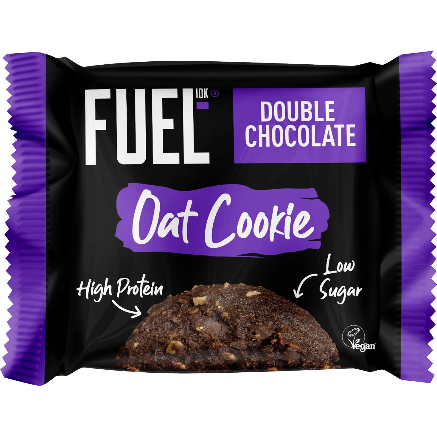Fuel Double Chocolate & Oat Cookie, healthy snack with rich chocolate chunks and oats, shown in the product image.