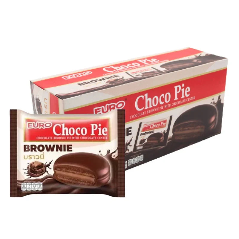 Euro Chocopie Chocolate Brownie snack pack, 17g x12, delicious chocolatey confectionery from Euro Chocopie, suitable for dry grocery.