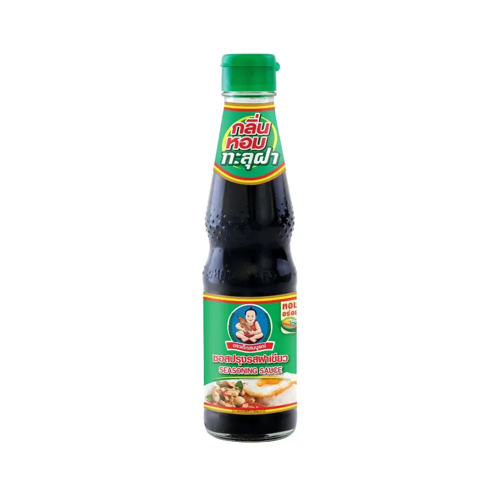 Deksomboon Seasoning Sauce 300ml bottle, typical packaging, used for flavoring in cooking, in a dry grocery setting.