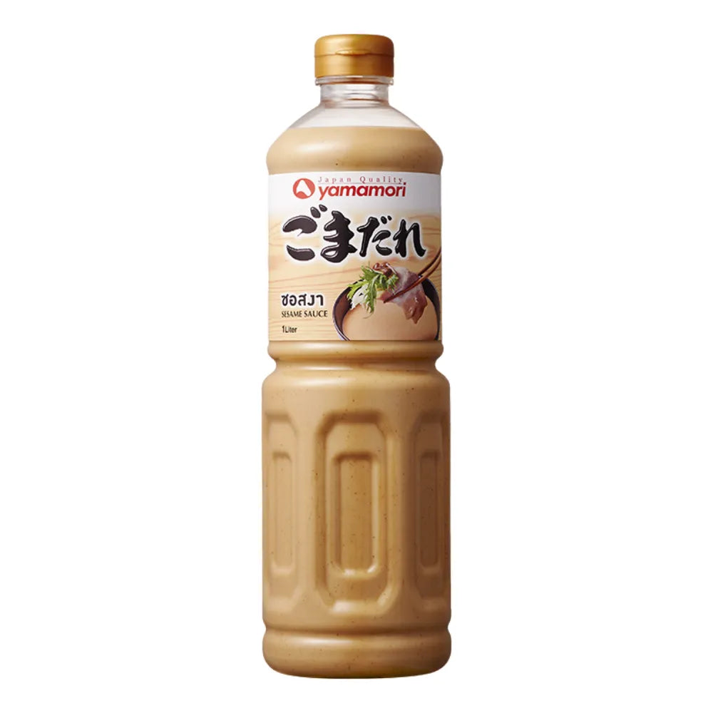 Yamamori Sesame Sauce 1L bottle, a Japanese dry grocery product with rich sesame flavor and smooth consistency.