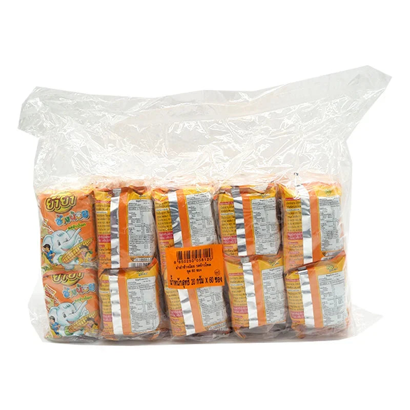 YUMYUM Chang Noi Instant Noodles Corn flavor, dry grocery, 20g packet, shown in a stack with colorful packaging.