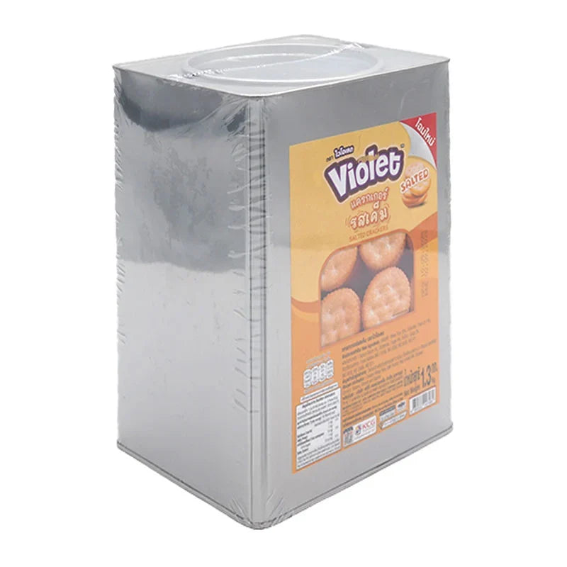 Violet Salted Cracker in 1.3kg packaging, dry grocery snack with a salted, crispy cracker appearance from the Violet brand