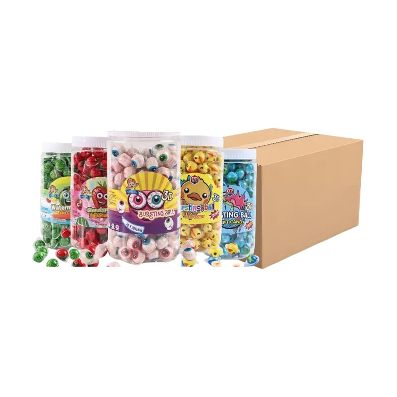 Chailai Inter Foods Tiny 3D Mini Jellies eyeball-shaped chewy snacks with colorful, realistic eyeball design.