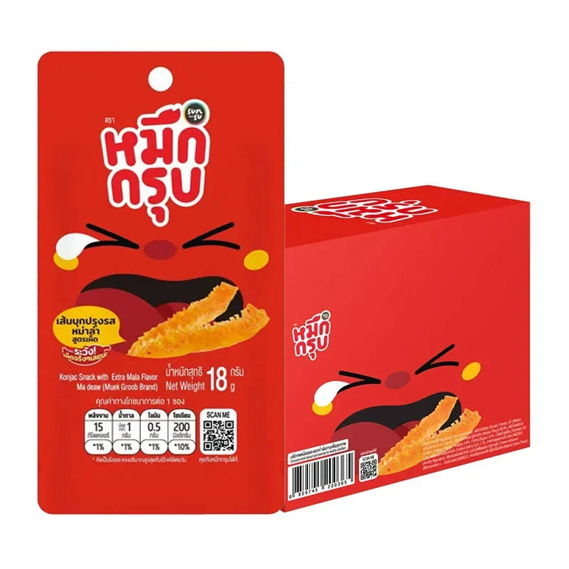 Sunsu Muek Groob Extra Mala 360g dry snack with crunchy seafood flavor in a colorful plastic bag for snacks or confectionery