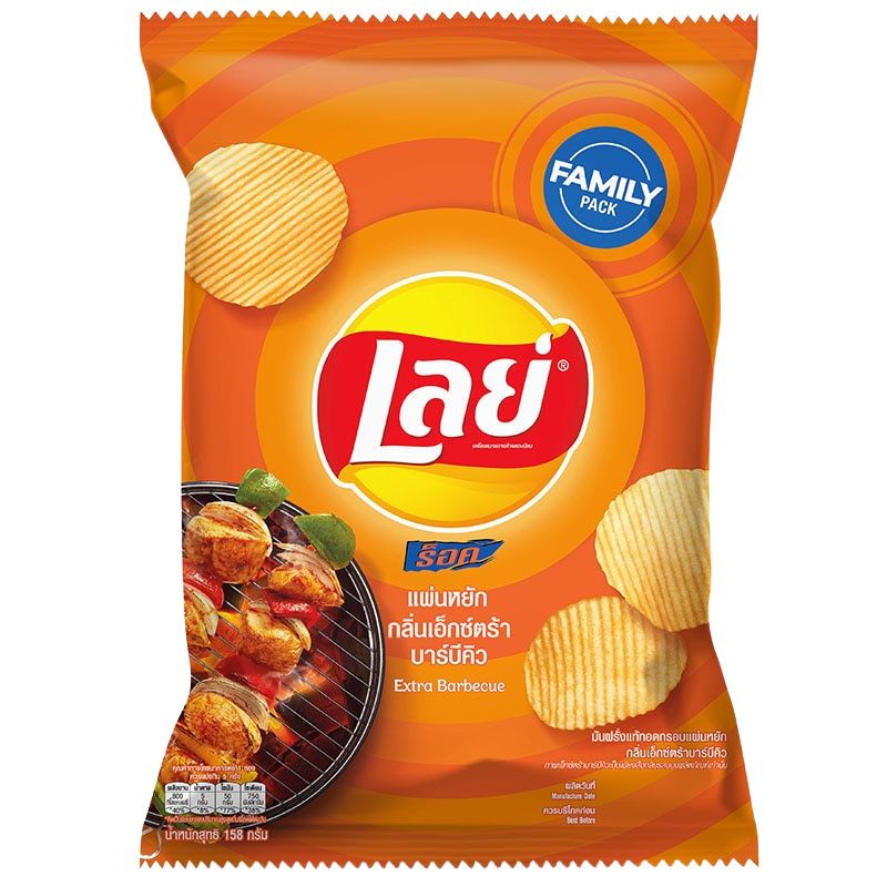 Lay's Rock Extra BBQ family pack snack bag featuring crispy, flavorful BBQ potato chips from Lay's confectionery snacks.