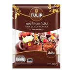 Dark chocolate bar by Tulip Cocoa Dark, showcasing smooth, rich dark chocolate with a glossy surface and elegant packaging.