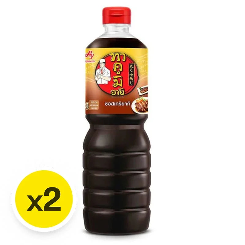 Takumi Aji Teriyaki Sauce 1L bottle, showcasing the dark soy-based glaze in a clear glass bottle, ideal for Asian cuisine.
