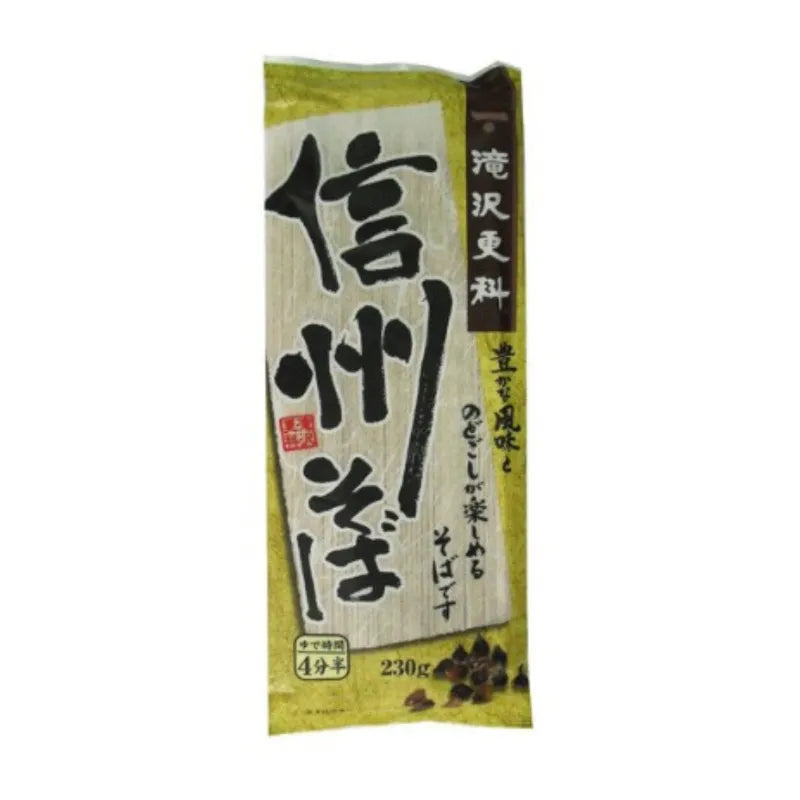 Nisshin Takazawa Sarashima Shinshu Soba dry noodles in 230g package, Japanese buckwheat soba from NISSHIN brand.