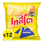 Tasto Potato Chips Salt flavor, 11g snack packs, crispy potato chips in a colorful bag, ideal for dry grocery snack selection.