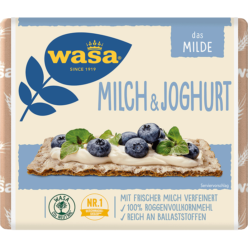 Wasa M Jolk Crispbread, a crunchy snack from Wasa, with visible golden-brown crispbread pieces on a neutral background.