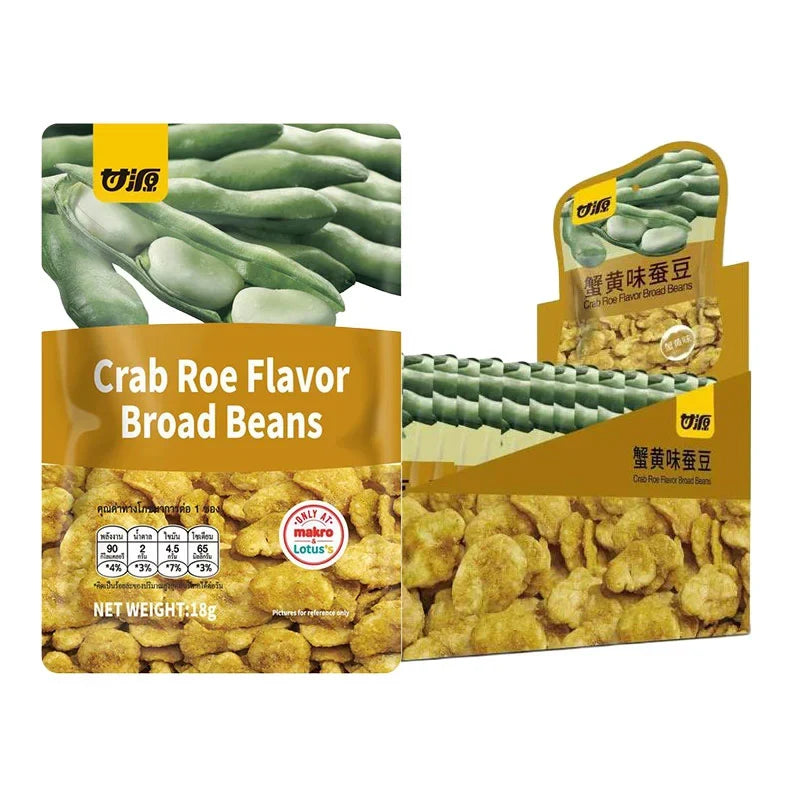 Gain YUM Broad Beans Crab Roe snack in 360g package, dry grocery snack with crunchy broad beans and seafood flavor.