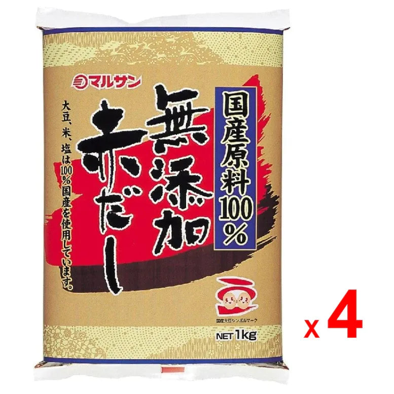 Marusan-ai Mutenka Akadashi Red Miso in a jar, additive-free dry grocery product with a rich, deep red color and traditional Japanese packaging