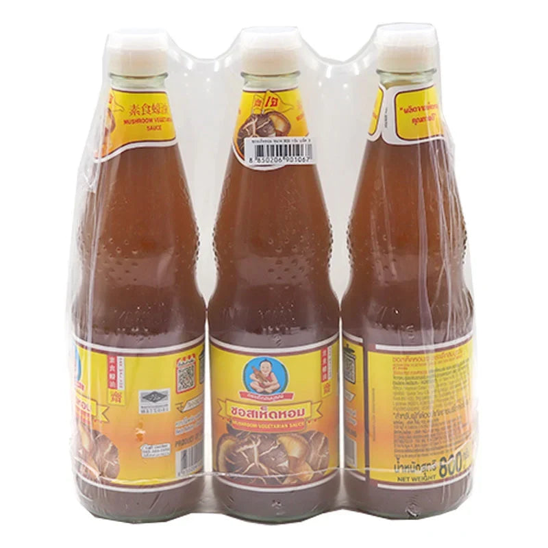 DEK SOM BOON Boon Mushroom Sauce 800g, three bottles, traditional Thai dry grocery product with rich mushroom flavor