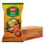 ARO Sukiyaki Sauce 1kg bottle, part of a 12-pack, shown in clear plastic container for dry grocery use.