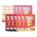 Akejang glass dumplings snack set with crispy jars in various flavors, showcasing colorful, textured confectionery treats.