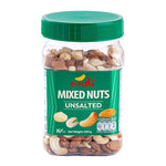 Andi Unsalted Mixed Nuts in 400g package, dry grocery snack with a variety of nuts in a clear bowl.